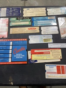 Lot Of 14 Slide Rule Calculator Tables Paperboard Engineering Chevrolet Post - Picture 1 of 9