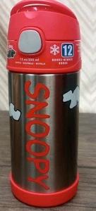 Peanuts Snoopy Thermos Stainless Steel Water Bottle 12hr Snoopy Woodstock New - Picture 1 of 6