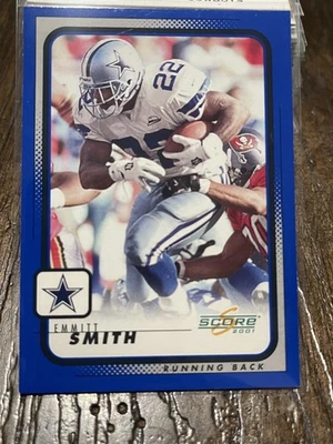 2001 Score Emmitt Smith Color Match Blue Boarder #54 Card  - Image 1 of 2