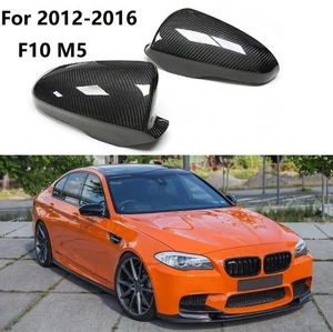 2x Real Carbon Fiber Side Wing Mirror Cover Caps Add-on For BMW F10 M5 2012-2016 - Picture 1 of 7