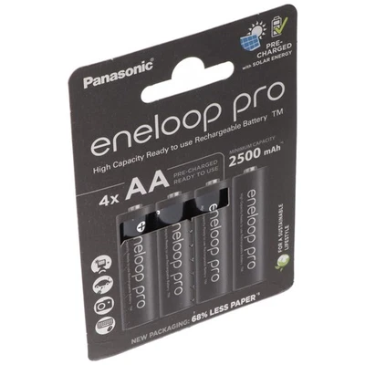 4 Panasonic Eneloop Pro Aa Eco Rechargeable Batteries Hr6 4Bl 1.2V 2500Mah - Image 1 of 3