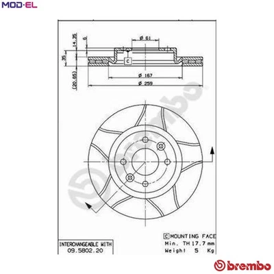 2x BRAKE DISC 09.5802.76 FOR RENAULT CLIO/II/MIO/Mk/SYMBOL/Hatchback/Van 19/� - Image 1 of 4