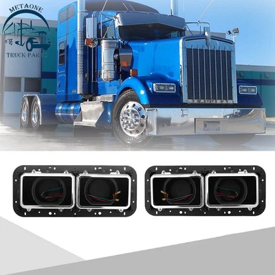 Fits For Kenworth T600 Peterbilt Headlight Housing Bases w/Connector Pair Black - Image 1 of 4