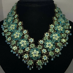 Collar Gigante Michal NEGRIN Cristales Flores Colección Antigua Israel - Imagen 1 de 15