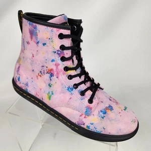 Dr Martens Sheridan Pink Rainbow Burst Suede Boots Soft Wair Womens Size 10 - Picture 1 of 11