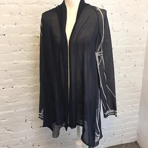 Crea Concept drapierte Mesh offene 3/4 Strickjacke Topper grau-weiß Gr. 38 - Bild 1 von 10