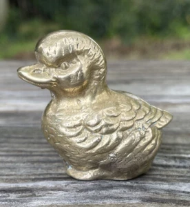 Vintage seltene kleine massive Messing Ente Figur Vogel Tier Miniatur selten - Bild 1 von 8