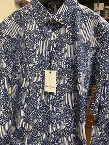 Robert Graham Men’s SZ M Classic Fit Accola Blue White Floral Shirt NWT $198 - Picture 1 of 2