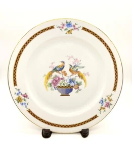 Altrohlau Nerlich Czech 9 7/8" Dinner Plate Golden Pheasants Flower Urn Red Band - Foto 1 di 9