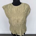 H&m Pistachio Green Smocked Ruched Gathered Top Size L