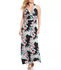 NWT MSRP $185 - TOMMY BAHAMA Maria Mambo Maxi Halter Dress, Black, Size LARGE  L - Picture 1 of 4