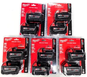(10) NEW N PACK Genuine Milwaukee M18 48-11-1850 5.0 AH Batteries 18V 48-11-1852 - Picture 1 of 16