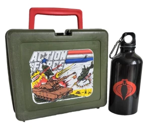Action Force Lunchbox 1981 Bluebird Toys With G.I Joe Cobra Water Bottle - Rare - Picture 1 of 10