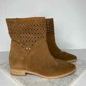 Michael Kors Brown Suede Perforated Ankle Boots - Picture 1 of 11