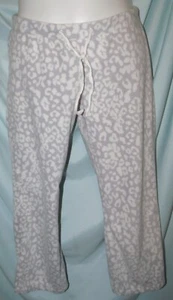 Gray White Animal Print Fleece Pajama Lounge Pants Size M - Picture 1 of 3
