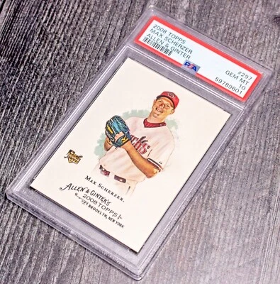 Topps Allen & Ginter #297 Max Scherzer RC 2008 PSA 10 gemas como nuevo Diamondbacks MLB Foto 1 de 3