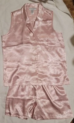 Morgan Taylor Intimates розовый атлас пижамы шорты без рукавов комплект средний EUC - Изображение 1 из 4