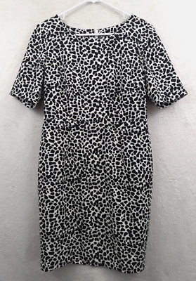Talbots Petite sz 10P Shift Dress animal print black gray ivory 1415 - Image 1 of 4