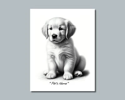 Personalized GOLDEN RETRIEVER Pet Print Photo PUPPY DOG Picture 8x10 11x14 (P9) - Image 1 of 4