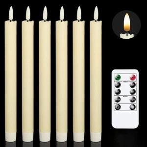 6PCS Flameless Taper Candles Light Flickering Battery Operated with Remote Timer - Picture 1 of 8