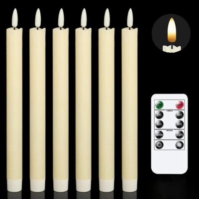 6PCS Flameless Taper Candles Light Flickering Battery Operated with Remote Timer - Image 1 of 4