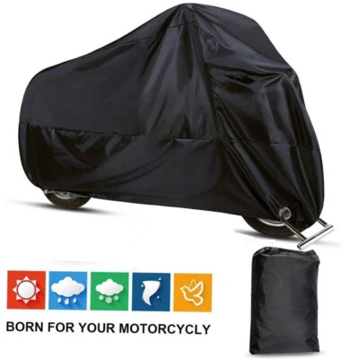 XXXXL Motorcycle Cover Snow Rain Sun Dust Protector Black For Outdoor Waterproof - Image 1 of 4