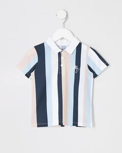 River Island Boys Multicolor Stripe 'Maison Riviera' Logo Polo Shirt - Picture 1 of 3