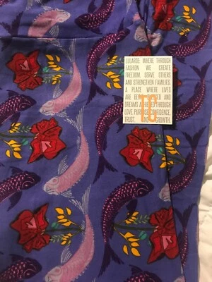 Lularoe TC Leggings Altos Curvilíneos Pez Púrpura Sólido 🐠 Koi Asiático Difícil de Encontrar Unicornio Nuevos 🦄 Foto 1 de 4