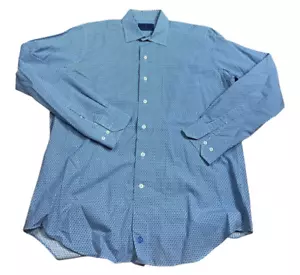 David Donahue Dress shirt Blue Geometric collar Men's 16 L - Picture 1 of 6