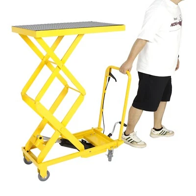 500 lbs 50" Hydraulic Lift Table Manual Double Scissor Lift Cart Non-slip Pad - Image 1 of 4