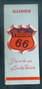 1955 Illinois road map Phillips 66 oil gas route 66 city inserts - Picture 1 of 4