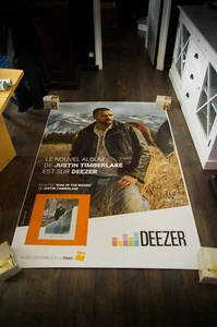 JUSTIN TIMBERLAKE UOMO DEI BOSCHI grande poster musicale pubblicitario vintage francese - Foto 1 di 7