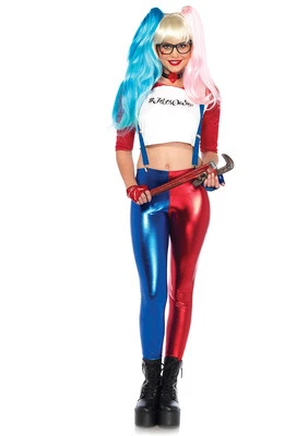 Libro de historietas villano damas Harley Quinn look 6 piezas Rd/Wht/Bl Misfit Hipster   Foto 1 de 2