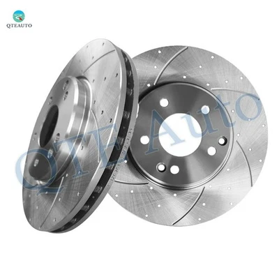 Front 300mm Drilled Slotted Brake Rotors For 1998-2002 Mercedes-Benz E430 Base - Image 1 of 4