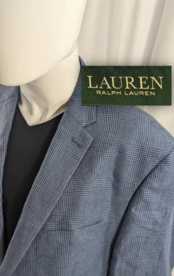 Nuevo Sin Etiqueta Ralph Lauren Blazer Traje Chaqueta Deportiva 100% Lino Cuadros Glenn 48L 52" Foto 1 de 4