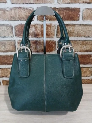 Cartera Cartera de cuero granulado Tignanello Forrest verde plata herrajes espaciosa  Foto 1 de 4