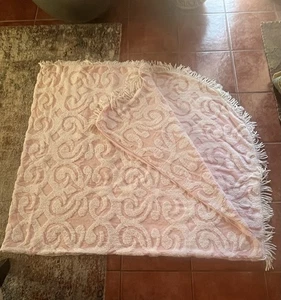 Vintage Pink & White Chenille Bedspread Twin~ Great Condition! - Picture 1 of 3