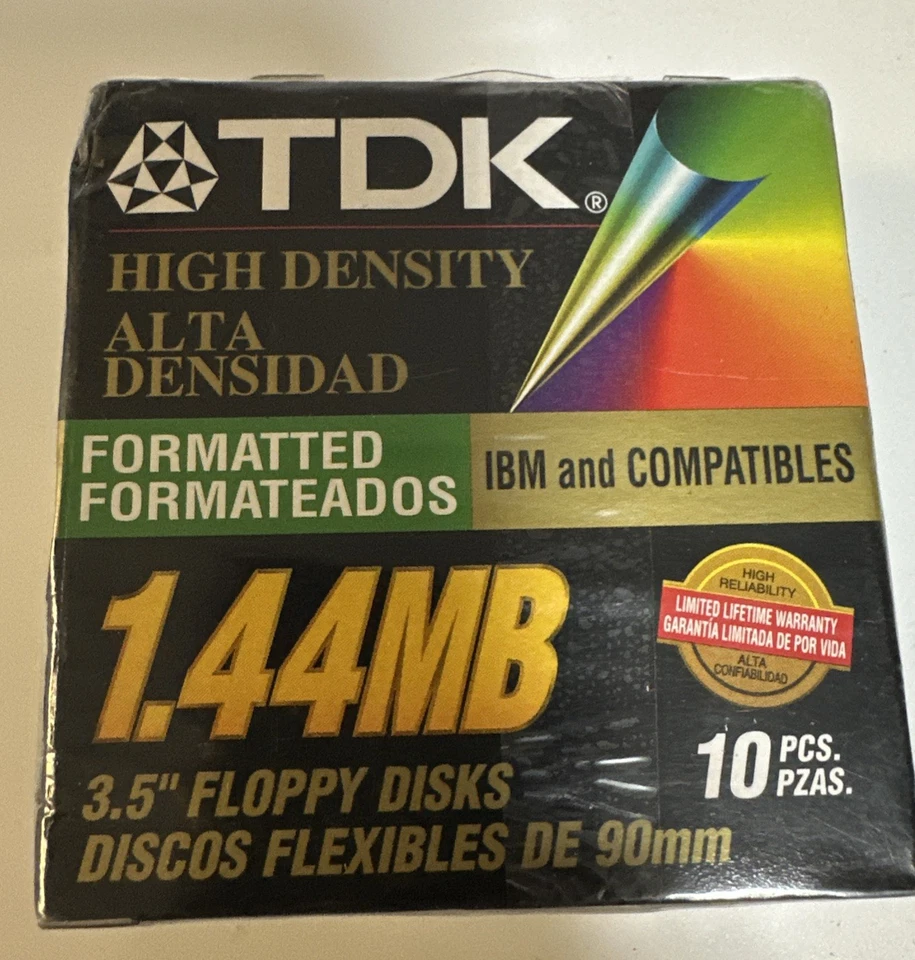 NUEVO TDK Disquetes Formateados Alta Densidad 3.5 1.44MB 10 Piezas Paquete Sellado. Foto 1 de 1