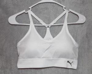 Sujetador deportivo Puma para mujer talla mediana blanco inalámbrico copas extraíbles ajustables - Imagen 1 de 2