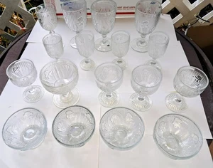 Mixed Lot of 17 Vintage Jeannette Iris Glasses, Footed tumblers, Dessert Bowls  - Picture 1 of 13