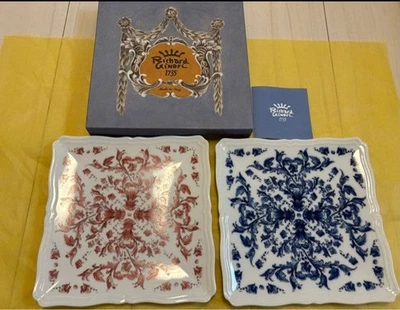 Richard Ginori BABELE Square Plate 22cm Rosso Blue Pair Set - Image 1 of 4