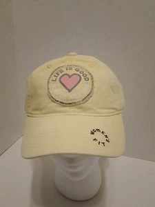 Life is Good Women Chill Cap Tattered Simple Heart Yellow One Size 19117 - Picture 1 of 8