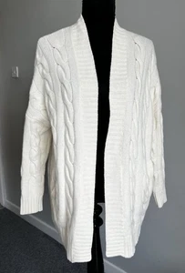 Polo Ralph Lauren Merino Wool Cashmere Cable Knit Open Cardigan Ivory Medium - Picture 1 of 11