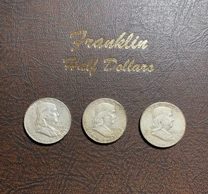 US Franklin Half Dollar 1958 D, 1960 P, 1961 P - 90% Silver - Picture 1 of 4