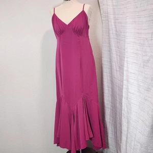 Abercrombie & Fitch Dress Womens Large Pink Maxi Spaghetti Strap Flounce Hem - Picture 1 of 17