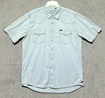 Southern Thread Pearl Snap Shirt XL Blue Country Western Rockabilly Rodeo Cowboy - Image 1 of 4