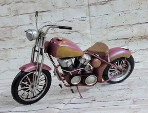 USA 1/8 Scale Metal Chopper Motorcycle Rose Color Very Rare Sculpture - Picture 1 of 6