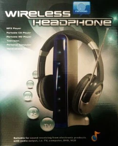 WIRELESS HEADPHONES CORDLESS 6 in 1 HEADSET 7 BLUE LED LIGHTS ON TRANSMITTER - Picture 1 of 1