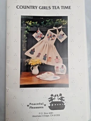Country Girls Apron Placemat Potholder Craft Pattern Peaceful Pleasures J119 UC - Image 1 of 4