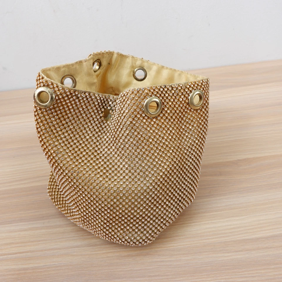 Vtg Diamond Bucket Bag Studded Rhinestone Fashion Evening Party Bucket Sequin - Image 1 of 4